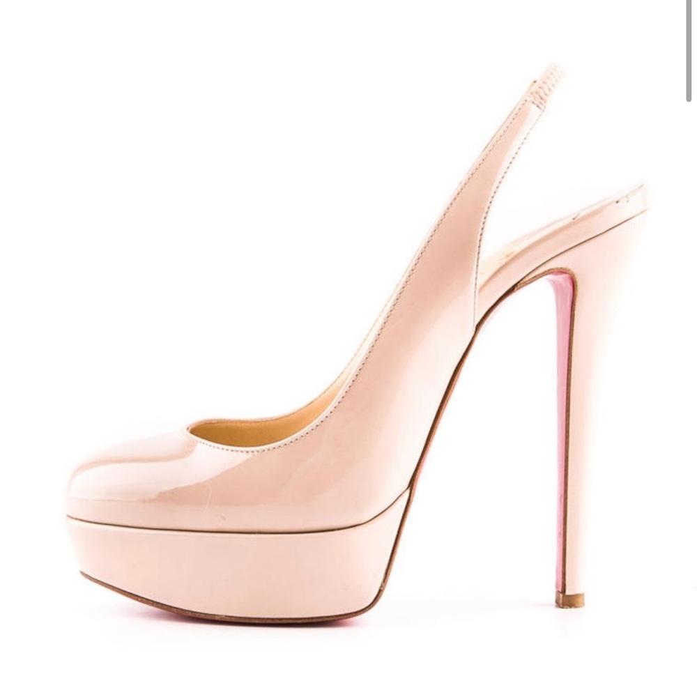 Christian Louboutin Nude Slingback Platform Heels